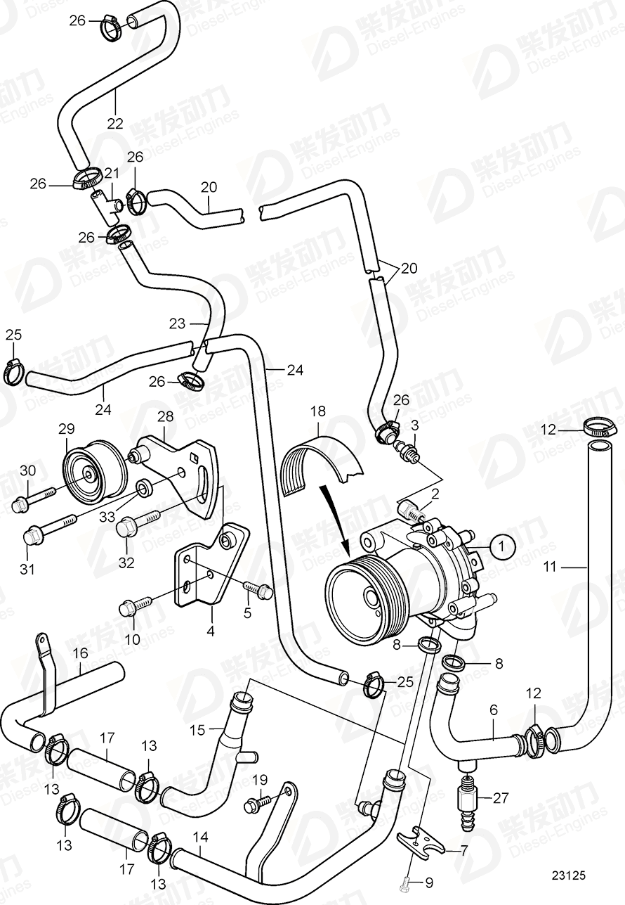 VOLVO V-ribbed belt 979057 Drawing